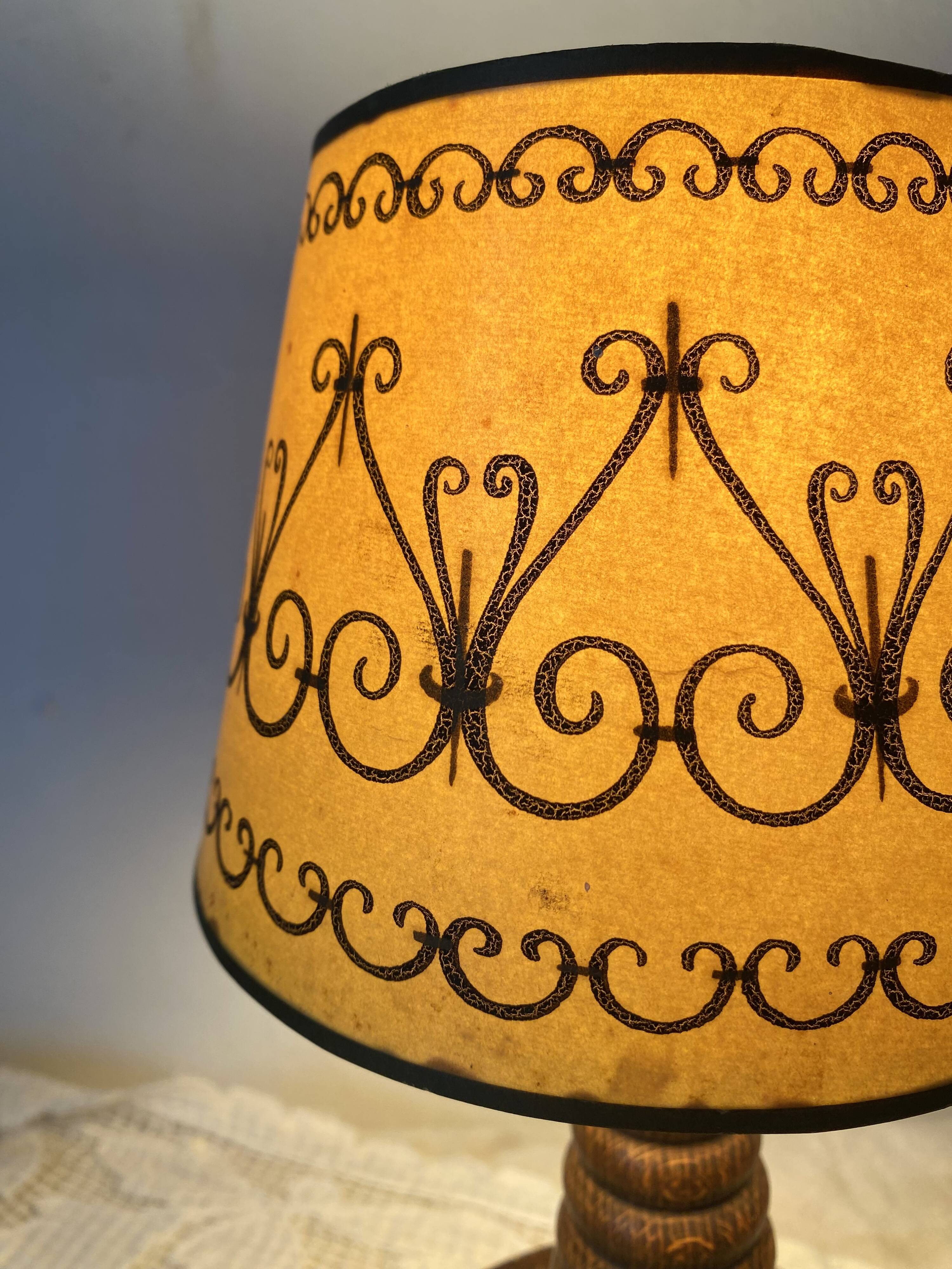 Antique turned wood lamp