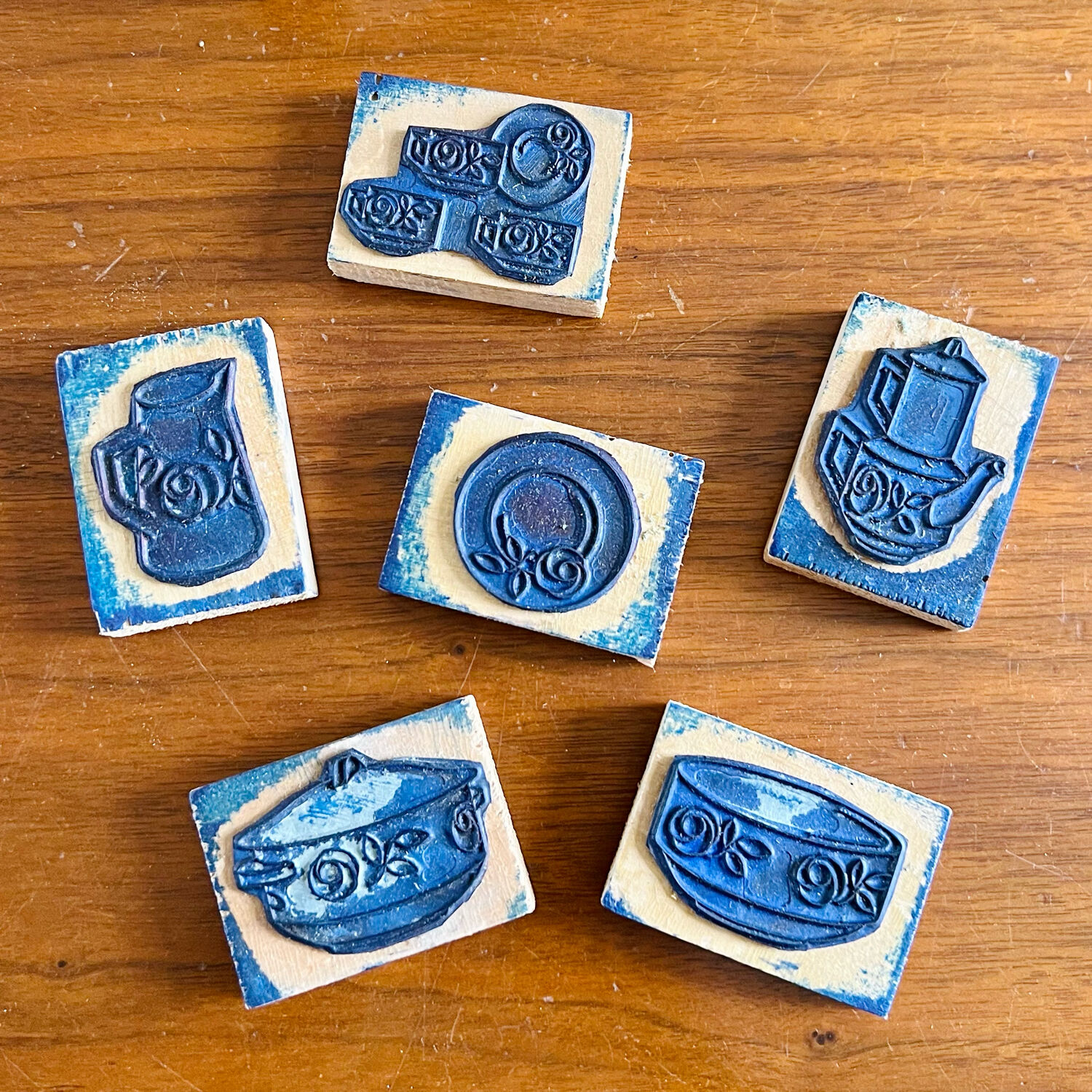 Box of six school stamps