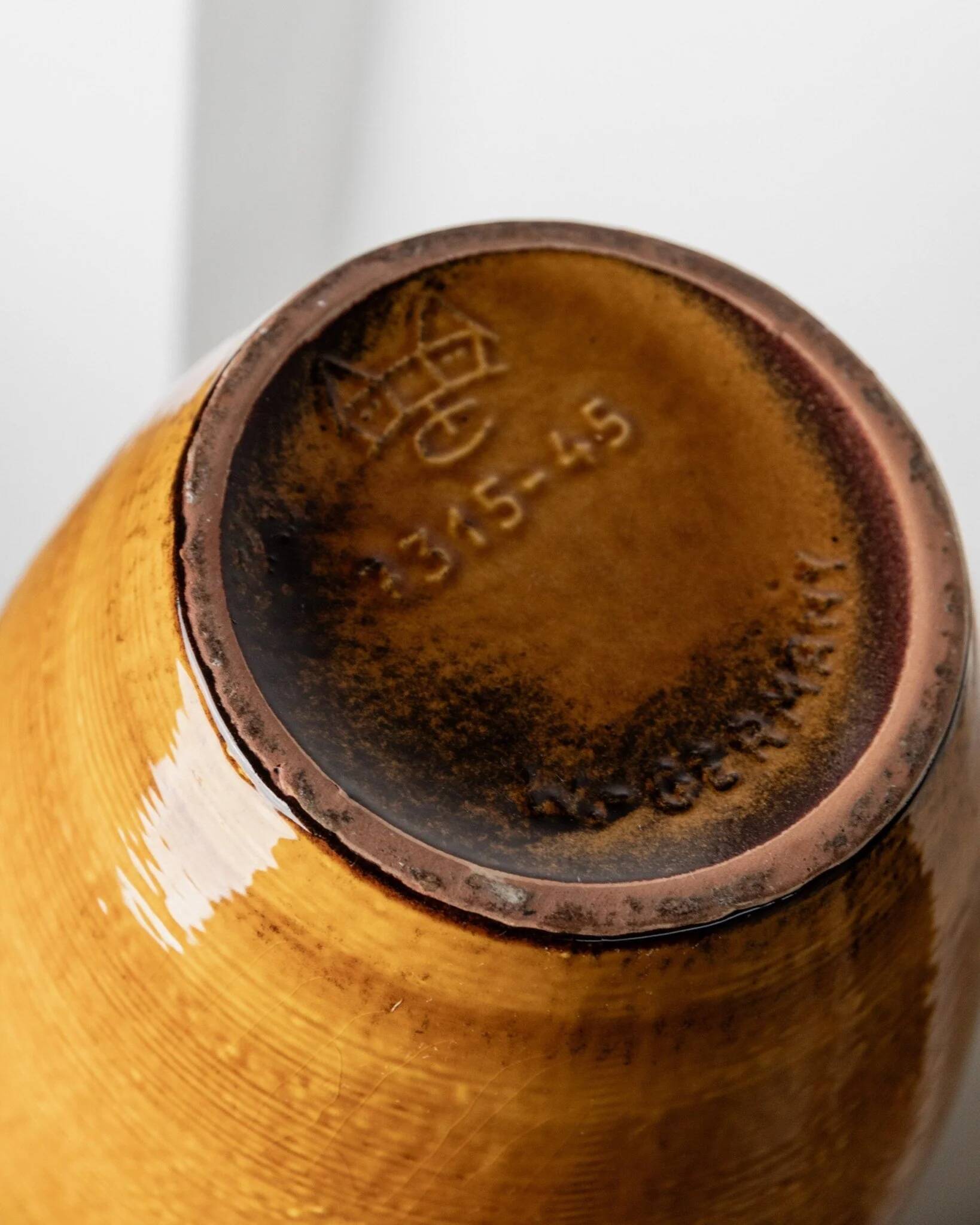 XXL Scheurich ceramic vase with beige-brown gradient glaze, jug with handle, 1970s Germany, vintage country-house decor