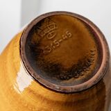 XXL Scheurich ceramic vase with beige-brown gradient glaze, jug with handle, 1970s Germany, vintage country-house decor