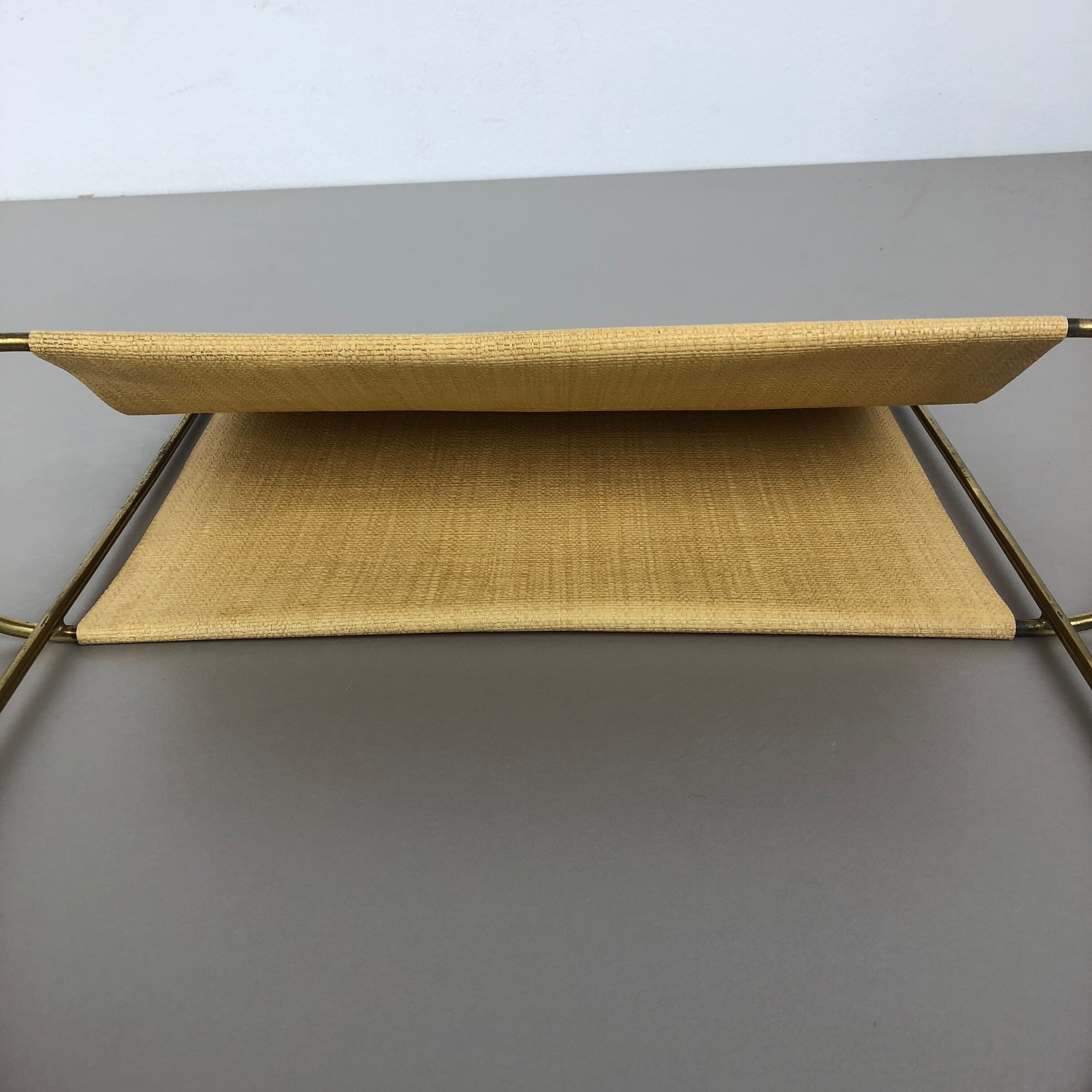 Vintage Brass Wall Hanging Magazine Holder, Austria, 1950s