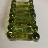 Set of 7 peridot green Biot glass knife holders 1970
