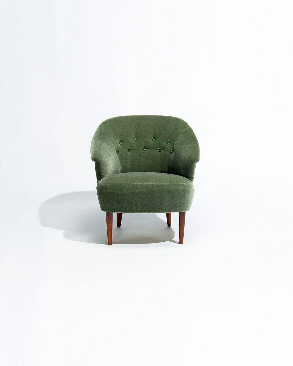 Carl Malmsten Swedish Lounge Chair, 1950s, in Mohair Velvet by Chase Erwin