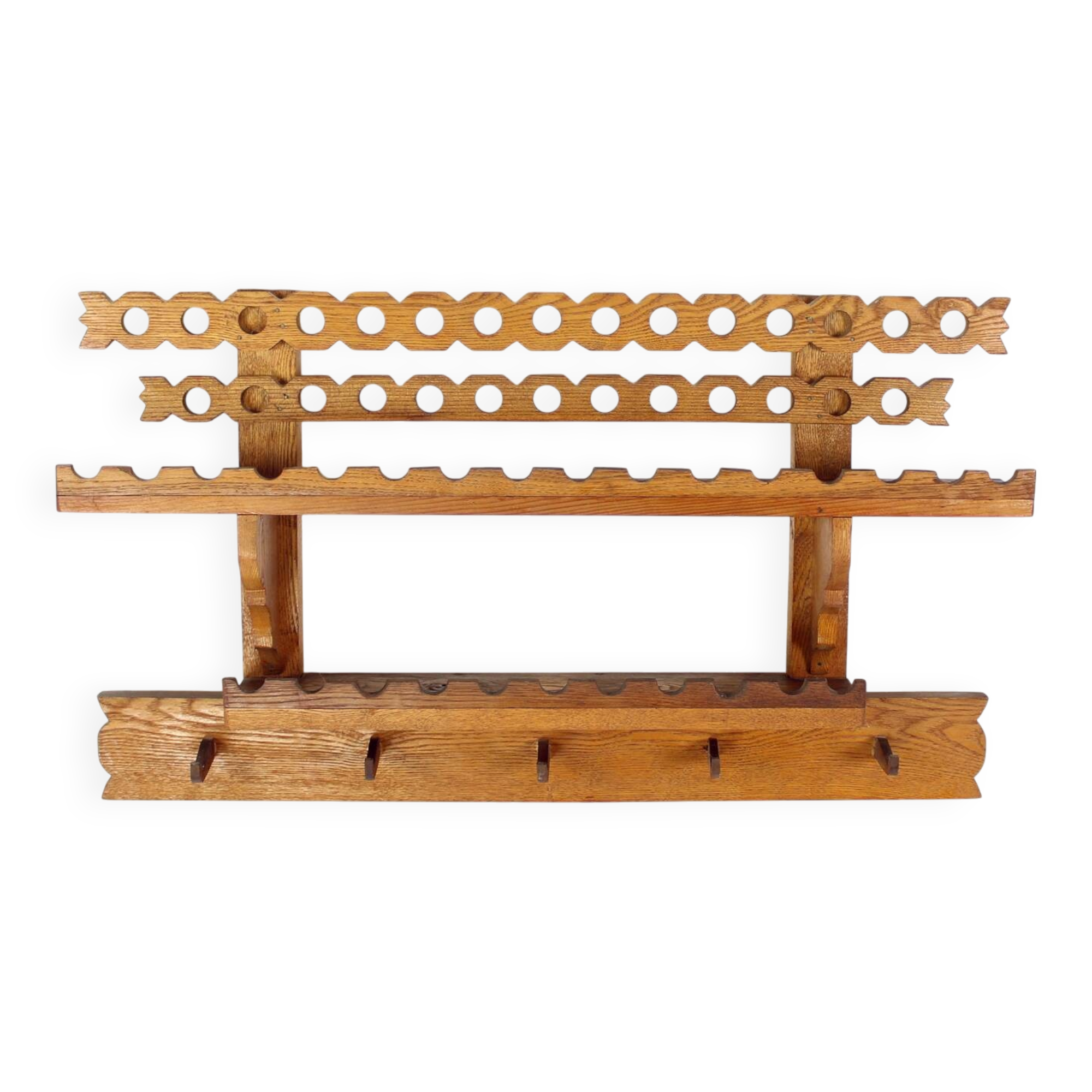 Étagère murale en bois d'art populaire du milieu du siècle, Tchécoslovaquie, années 1950