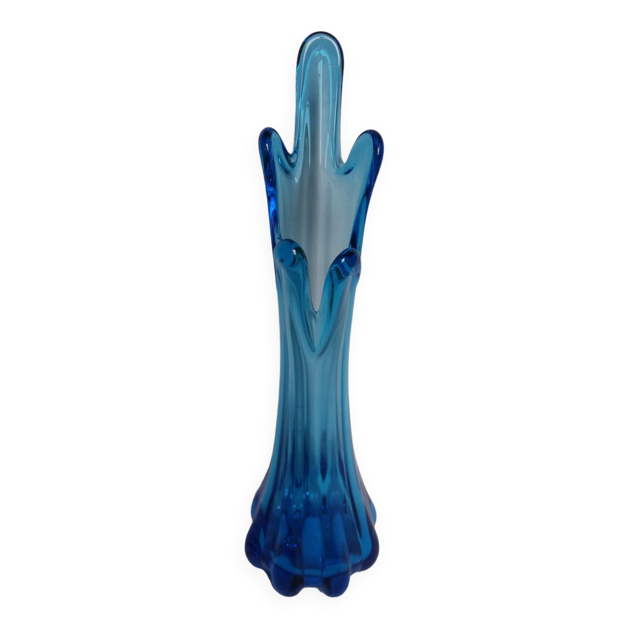 Turquoise blue blown glass vase
