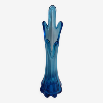 Turquoise blue blown glass vase