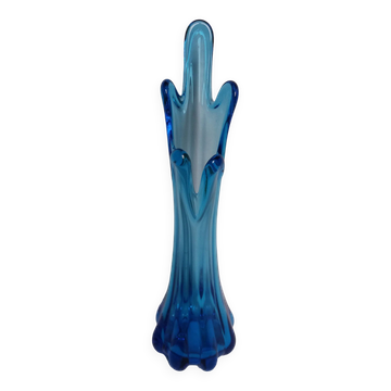 Vase en verre soufflé bleu turquoise