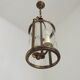 Lanterne suspendue à 2 lumières en laiton vintage français avec abat-jour en verre cylindrique 4948