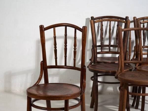 Antique Parisian café-style chairs (c. 1920). Set of 6, no. 3