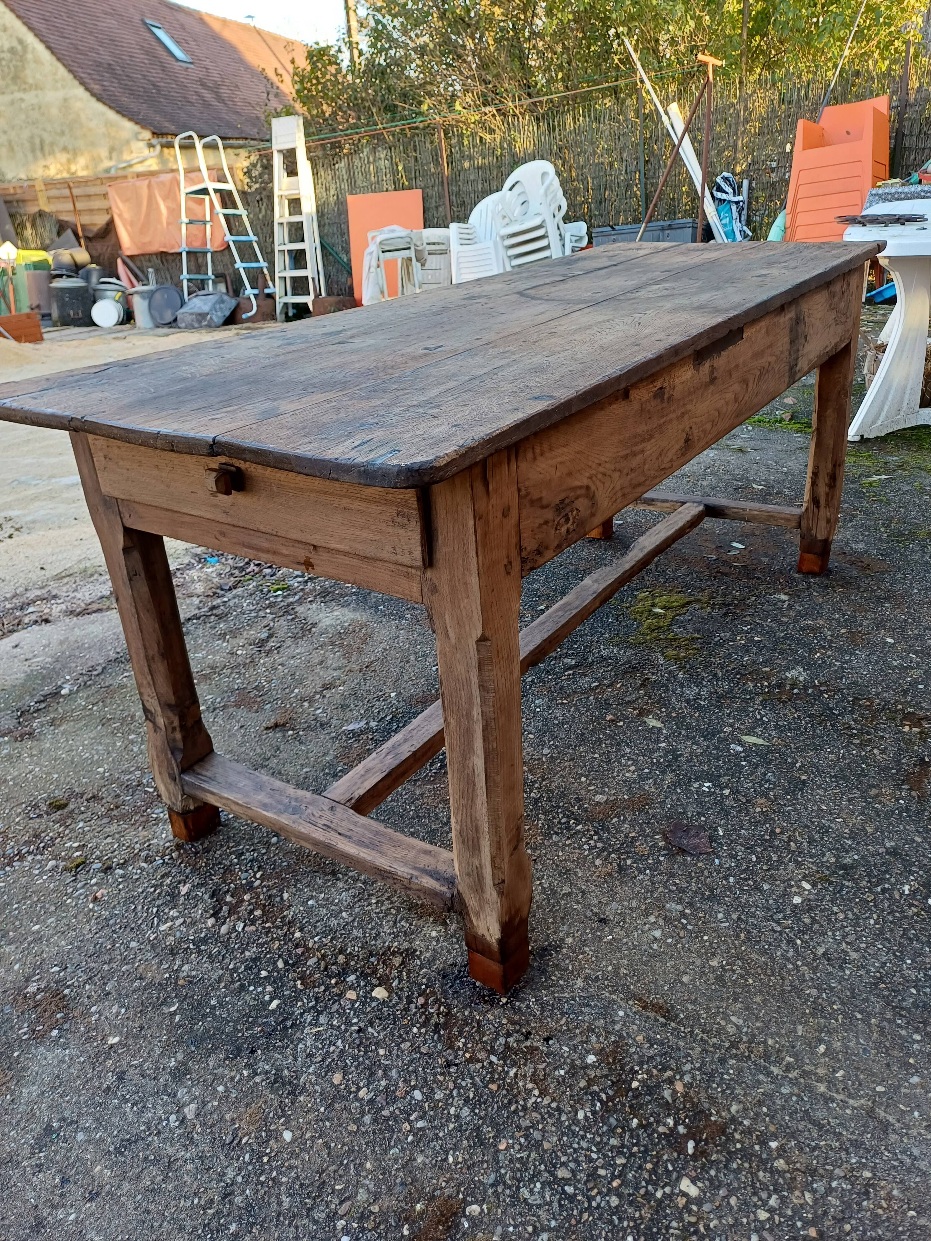 19th century country farm table in oak