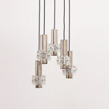 Vintage Chandelier Cascade Hanging Lamp with 5 lamps, 1960