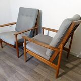 Pair of scandinavian armchairs in teak 1960
