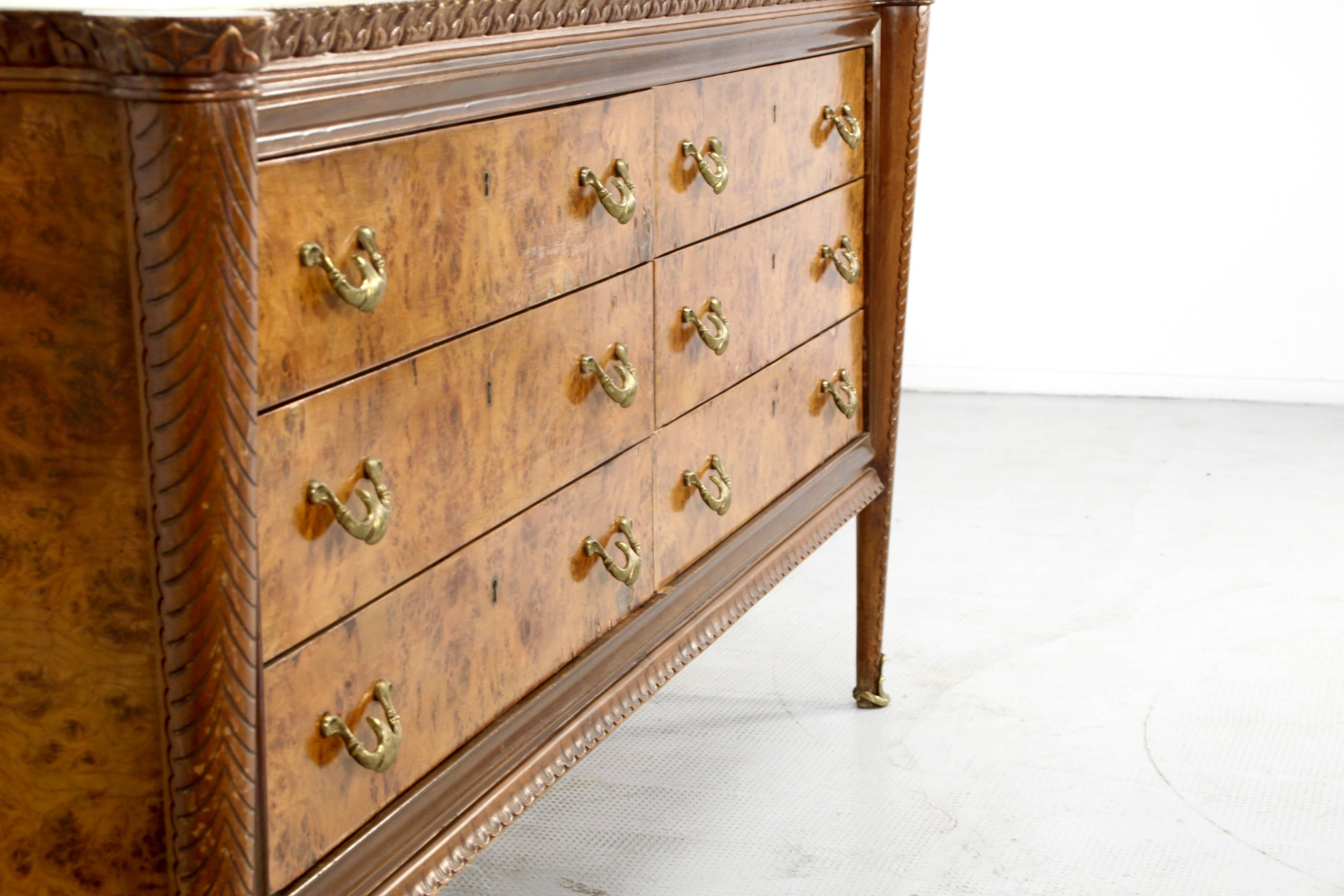 Buffet, cabinet Art Déco vintage italien en noyer foncé