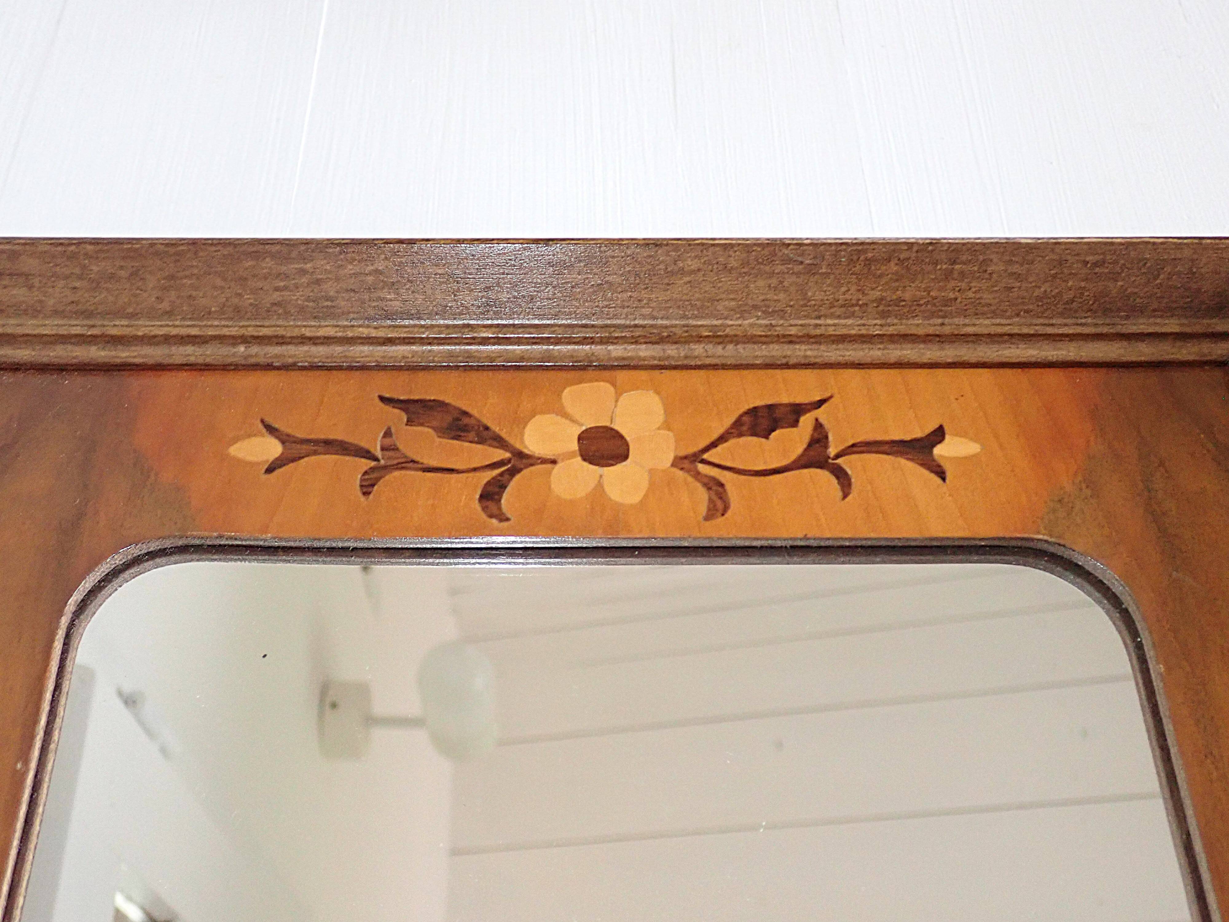 Vintage mirror with marquetry by cabinetmaker Paul Aumoine
