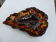 Cut fruit leaf in autumnal colors, vintage 1960. Stamped Vallauris