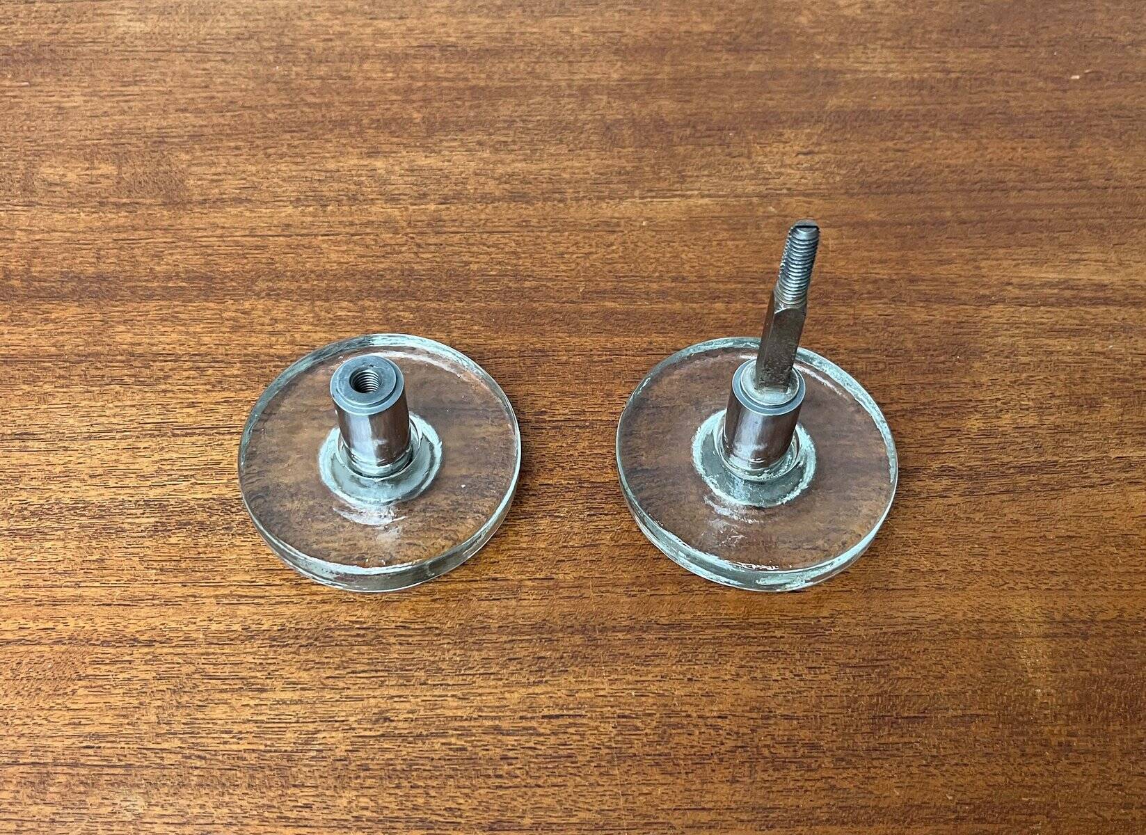 Mid-century modern glass and metal door handle from the space age, Germany, 1960s.