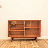 Mid Century Small Sideboard With Sliding Glass Doors