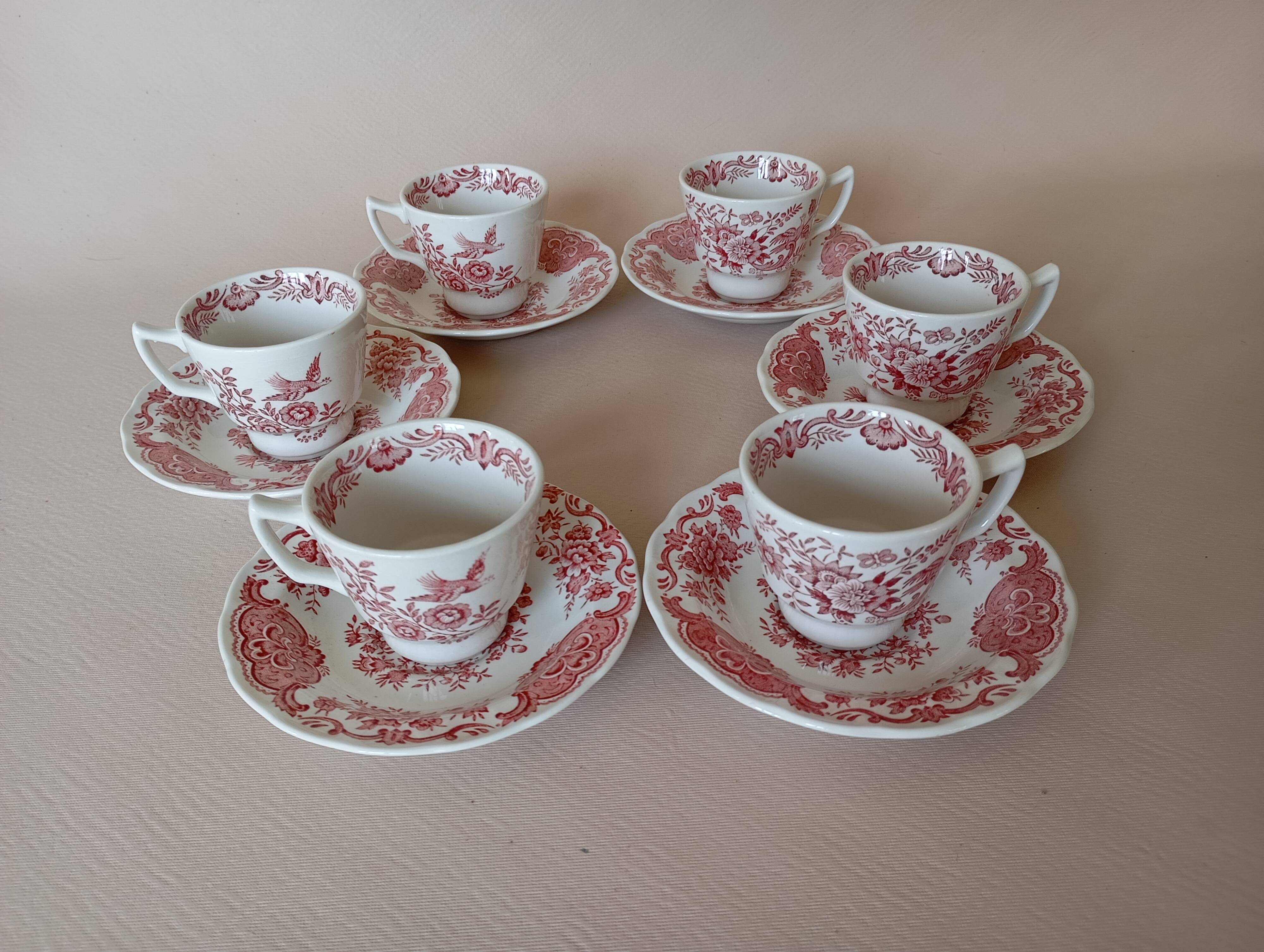 English mocha cups "Windsor" pink Ridgway (Staffordshire)
