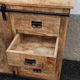 Wooden extra furniture with a sliding door and 4 drawers