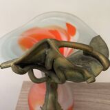 Copper and blown glass vase