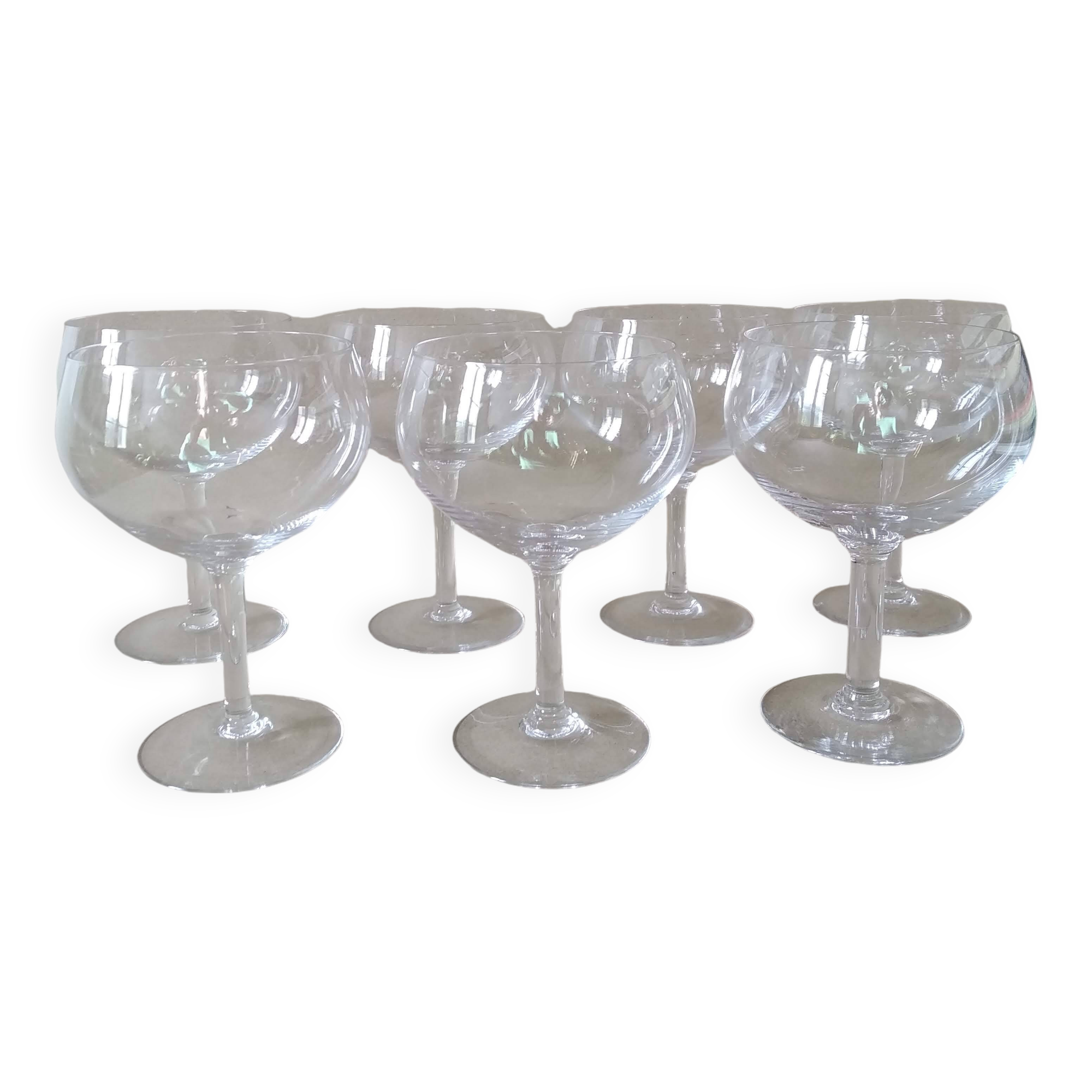 Set of 7 large crystal glasses for wine or cocktail tasting