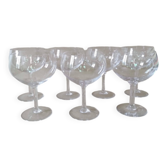 Set of 7 large crystal glasses for wine or cocktail tasting