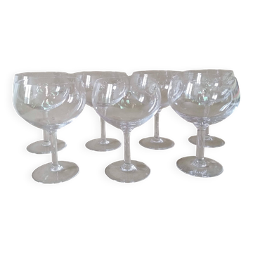 Set of 7 large crystal glasses for wine or cocktail tasting