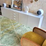 Tapis berbère Béni Ouarain vert à losanges blancs