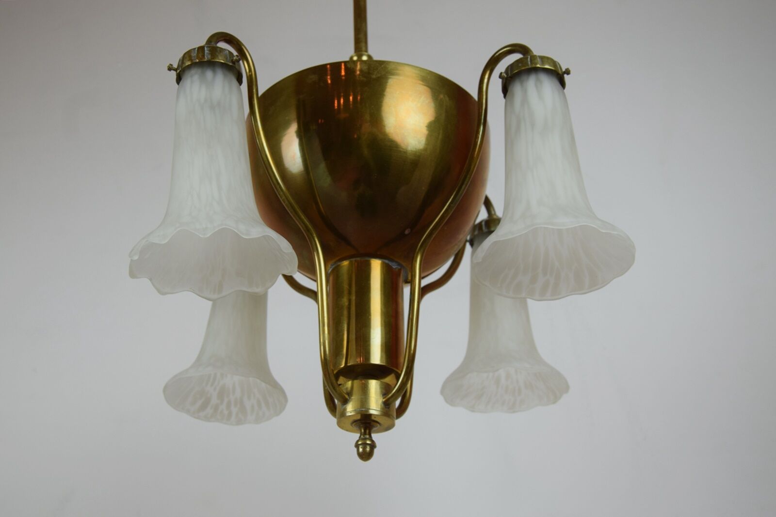 Brass suspension and art deco glass