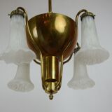 Brass suspension and art deco glass