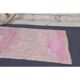 Vintage Turkish Oushak handmade wool cotton pink runner rug 100x320