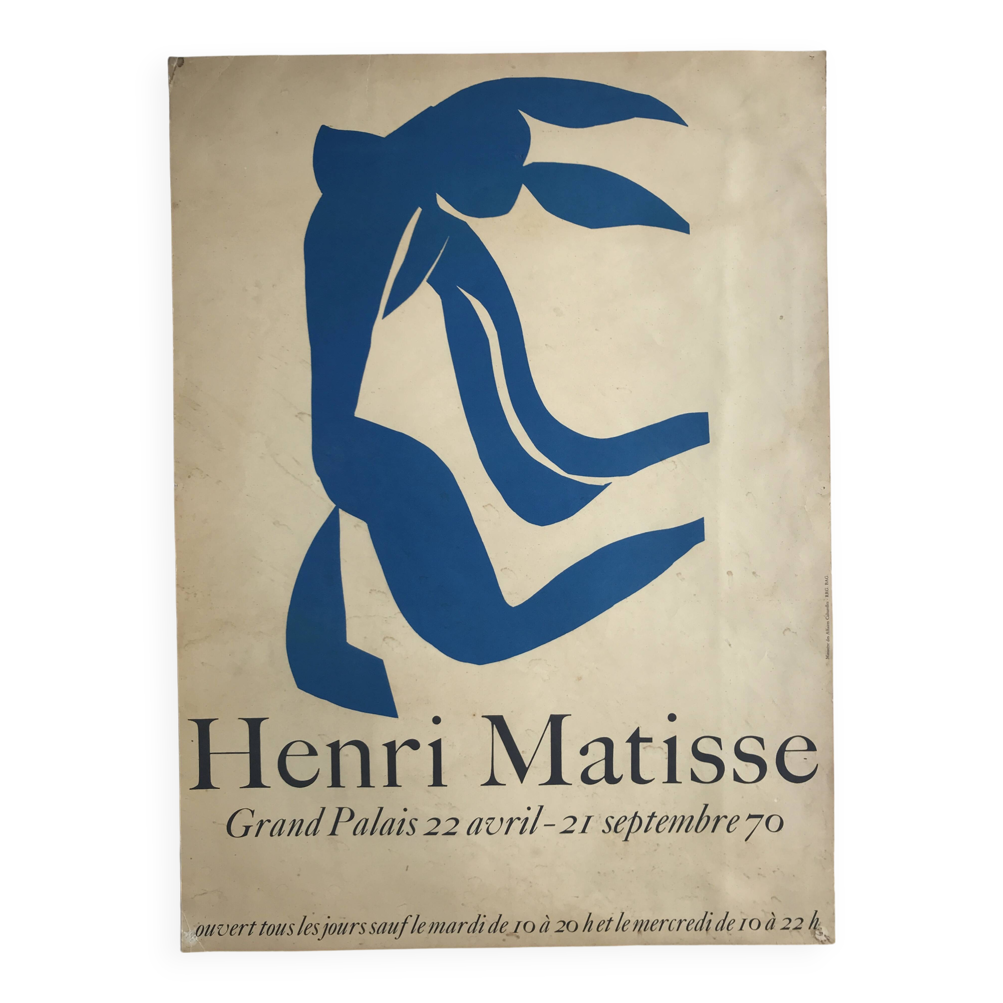 Henri matisse (d'ap.) grand palais, 1970. affiche originale en sérigraphie la chevelure