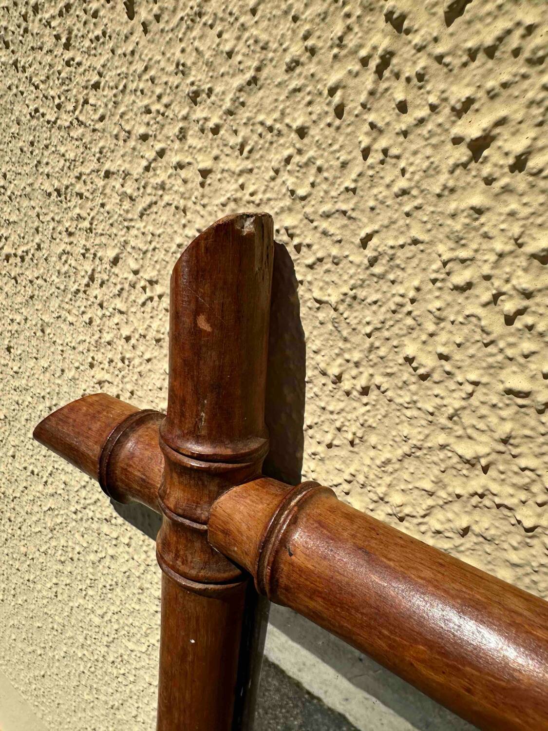 Antique bamboo style mirror mercury glass vintage solid wood
