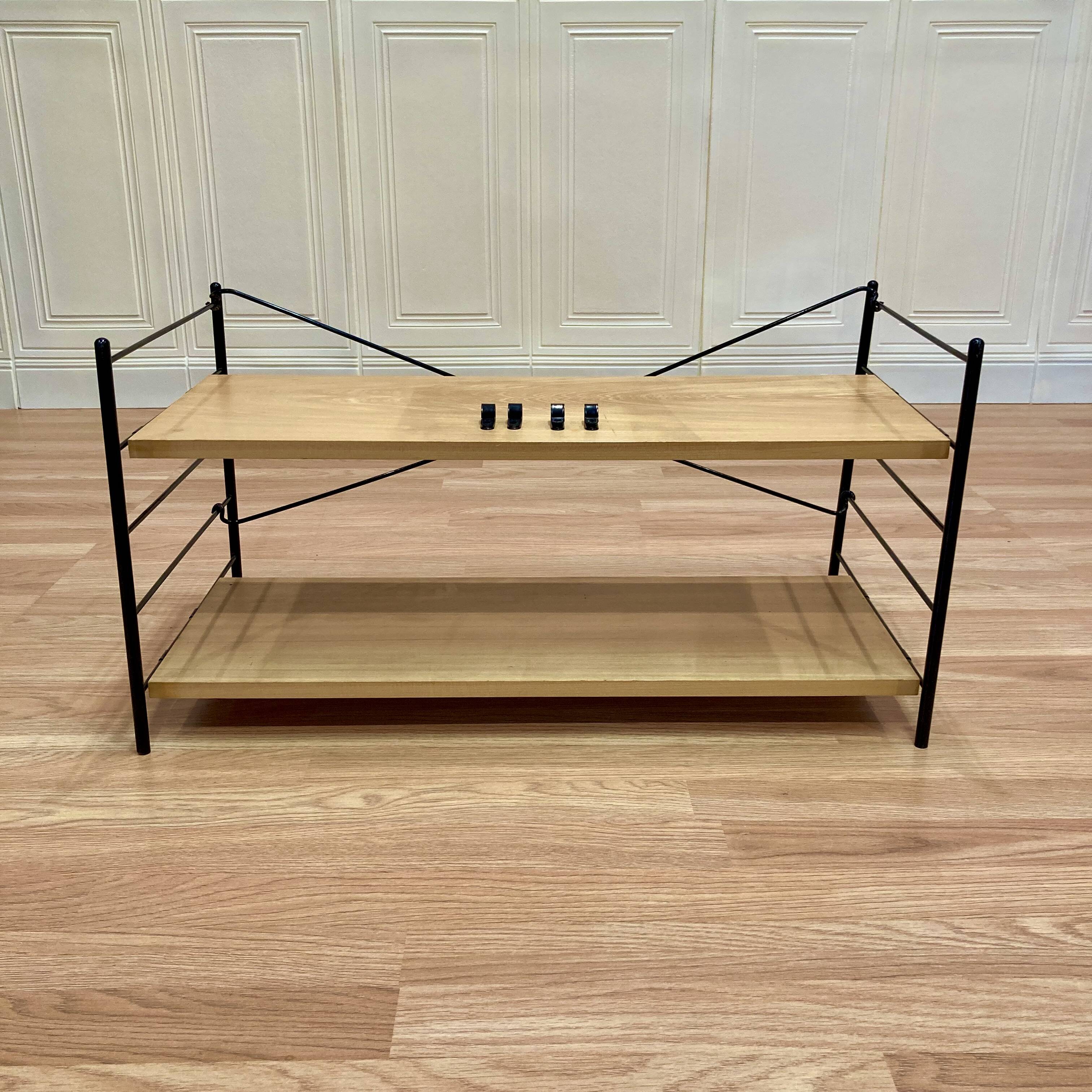 Étagère modulable métal et bois design scandinave 1960.