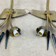 Pair of 1950s wall lights in brass and opaline tulips, Lunel/Arlus