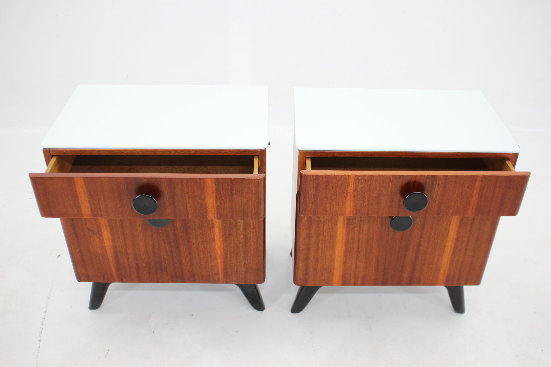 1950s Jindrich Halabala Mahogany Bedside tables ,Czechoslovakia