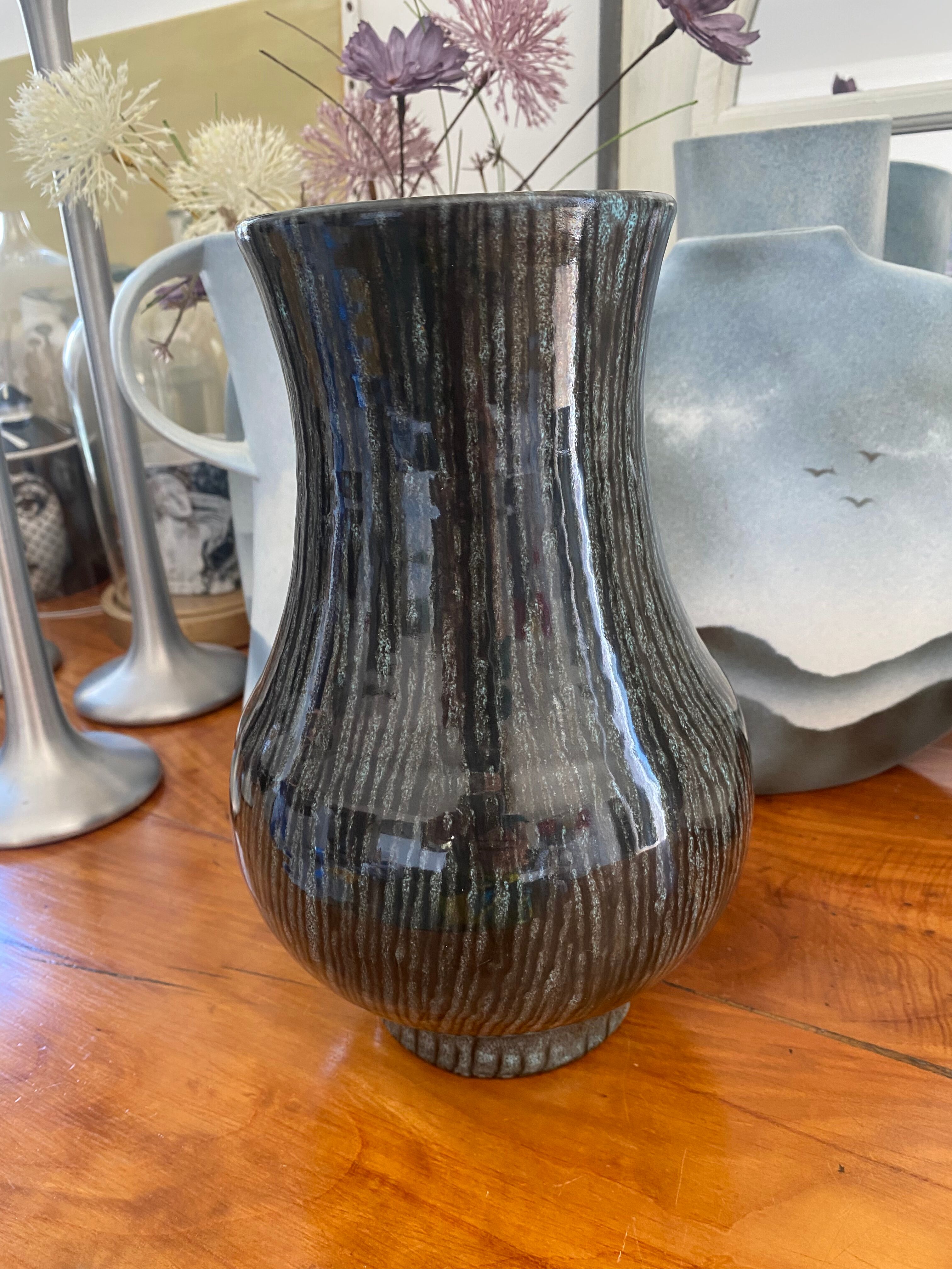 Accolay ceramic vase black gray and blue