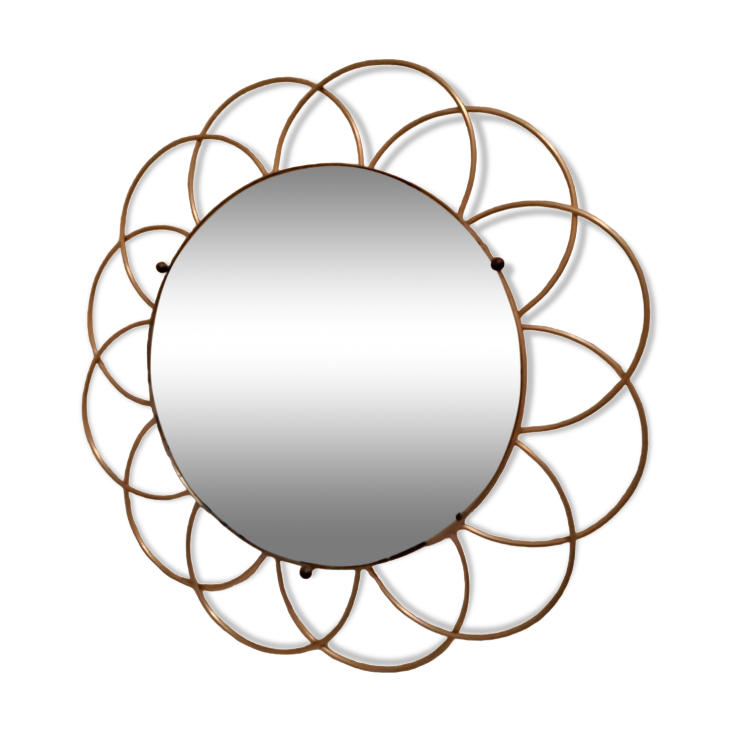 Miroir soleil, fleur vintage, 50x45 cm