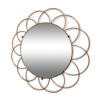 Miroir soleil, fleur vintage, 50x45 cm
