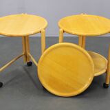 Jens Quistgaard Danish birch 2-tier round trolley Lazy Susan, 1970s