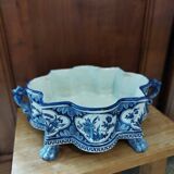 Planter on claws in Boch earthenware Delft style decor
