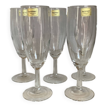 5 Luminarc champagne flutes