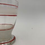 Service de 14 verres vintage, 3 tailles différentes, décors blanc et rouge - Années 1950