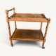 Desserte roulante vintage en bois tourné avec plateau amovible