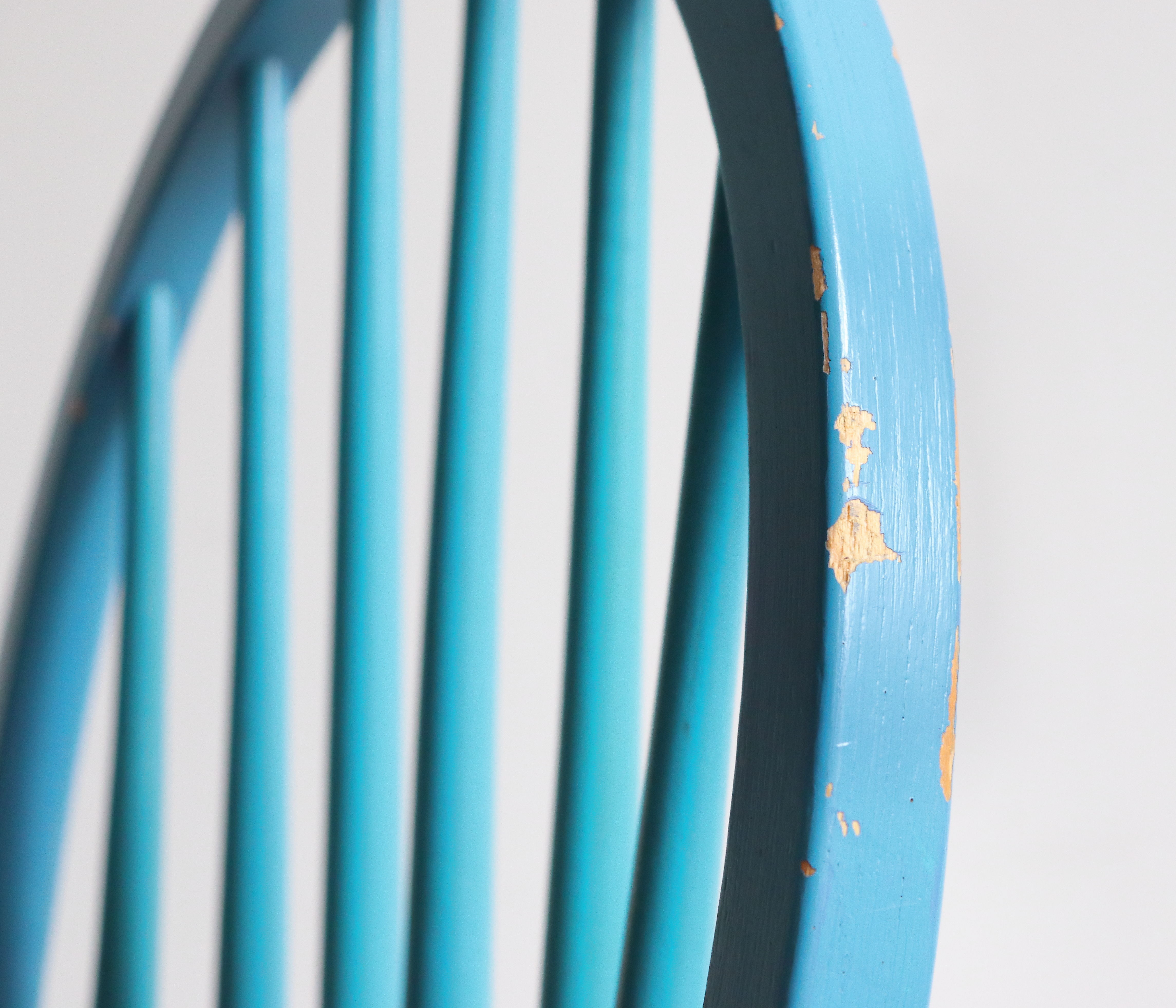 Pair of vintage Scandinavian Windsor chairs with blue bars