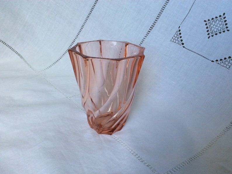 Vintage vase in pink glass art deco France