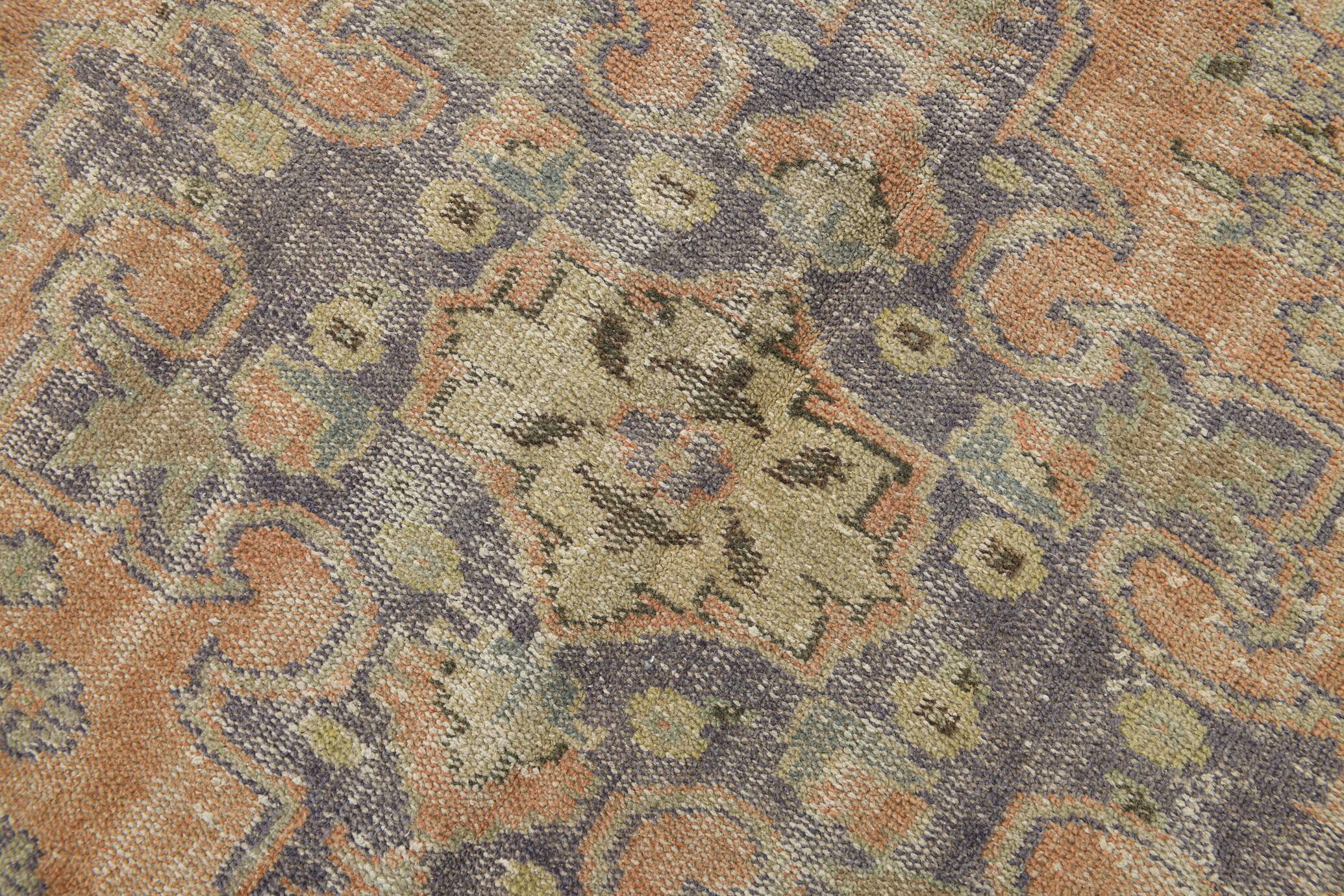 6x9 Vintage Peach & Blue Oriental Turkish Rug, 188x288Cm