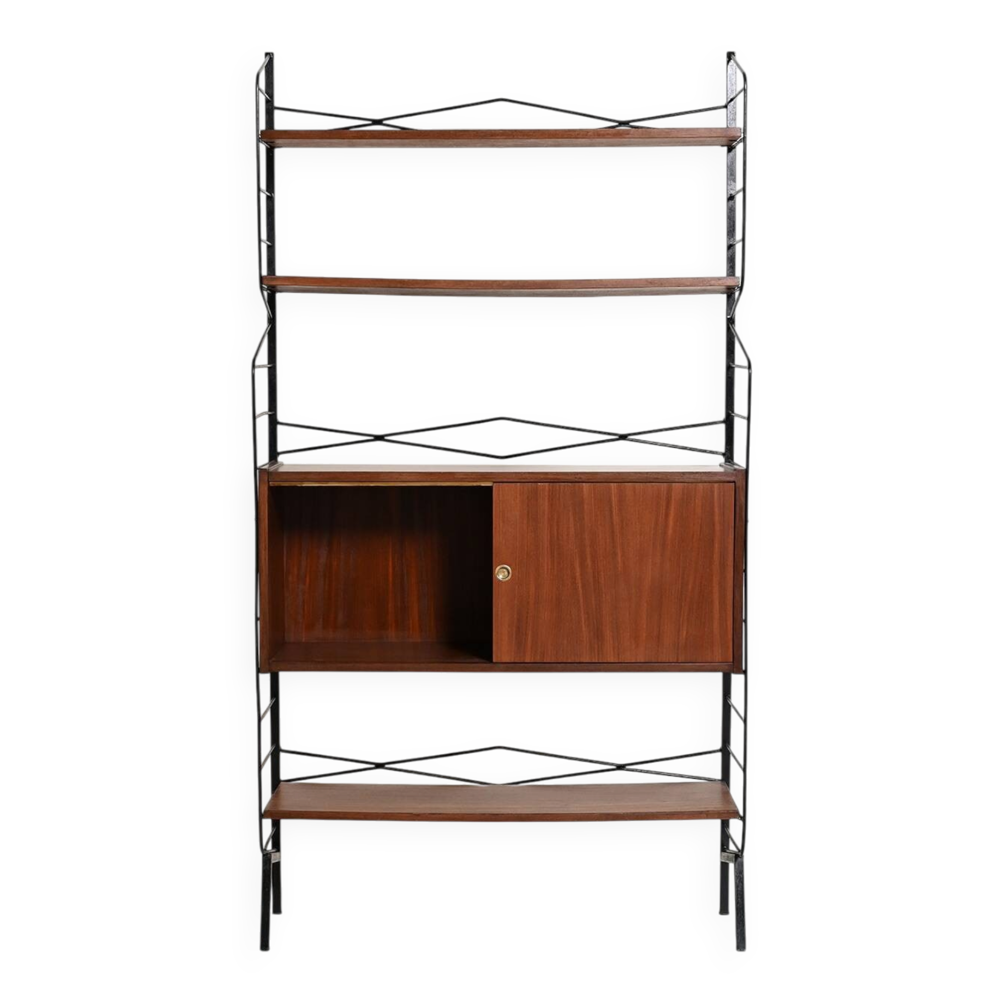 Bibliothèque en teck avec tiroir, années 1950-1960