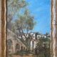 Painting Provencal school "Animated landscape" signed Jane Colat XIX ° century + frame