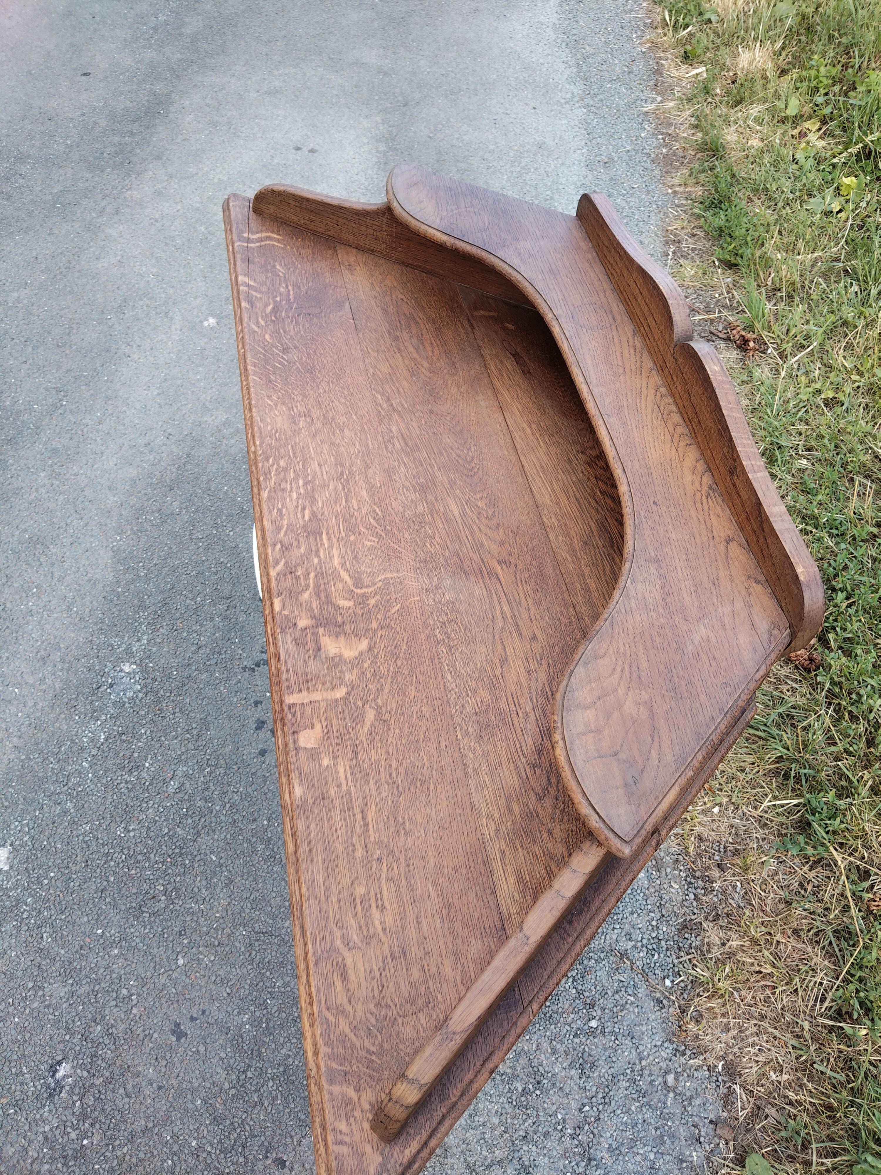 bureau d'angle Art Déco en chêne massif – 120 cm – années 1930